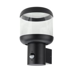 Lampa elewacyjna czarna 1x E27 góra typ latarnia ogrodowa PIR
