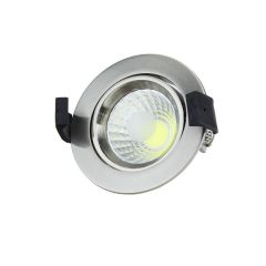 Oczko LED Inox srebrne 8W 640lm Biała Neutralna  95mm Okrągłe Uchylne kąt 60°