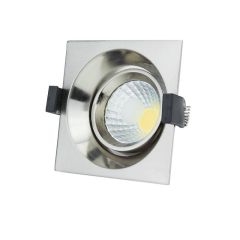 Oczko LED Inox srebrne 8W 640lm Biała Zimna 100mm Kwadratowe Uchylne kąt 60°