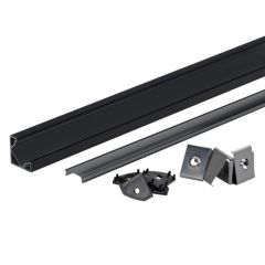 Profil LED aluminiowy narożny czarny z Czarnym Kloszem i Zaślepkami 2m