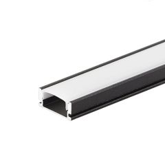 Profil LED aluminiowy napowierzchniowy Czarny z Mlecznym Kloszem i Zaślepkami 2M 