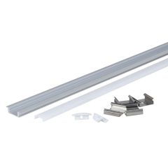 Profil LED aluminiowy wpuszczany anodowany z Mlecznym Kloszem i Zaślepkami 2m