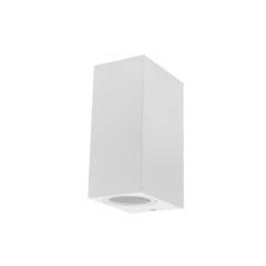 Lampa elewacyjna prostokąt biała 2x GU10 góra-dół kubik