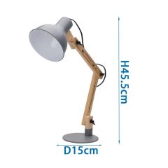 Lampka biurkowa LED kreślarska drewniana – Szara
