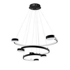 Lampa wisząca LED do salonu HQ 40W 3200lm Ø63cm 3000K trzy pierścienie czarna