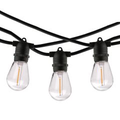 Girlanda LED 15m z żarówkami E27 LED, 15 x 1W = 15W 900LM, 2700K Ciepła Czarna