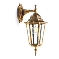 Lampa elewacyjna latarnia ścienna złota 1xE27 IP54