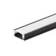Profil LED aluminiowy napowierzchniowy Czarny z Mlecznym Kloszem i Zaślepkami 2M 